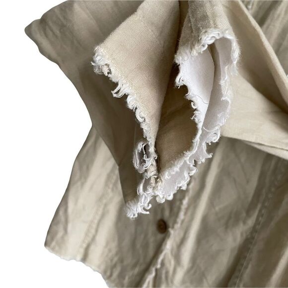 Saks FIFTH AVENUE Threads Linen Button Front Blazer Jacket Tan 6 - Picture 6 of 10